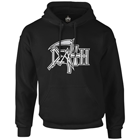 Death - Logo 2 Siyah Erkek Fermuarsız Kapşonlu