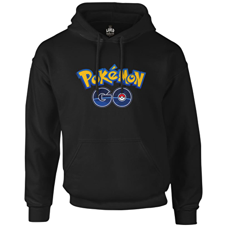 Pokemon Go - Logo Siyah Erkek Fermuarsız Kapşonlu