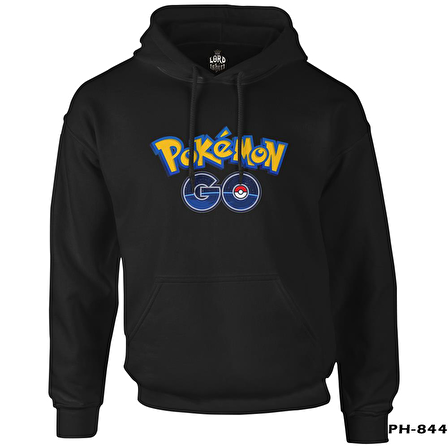 Pokemon Go - Logo Siyah Erkek Fermuarsız Kapşonlu