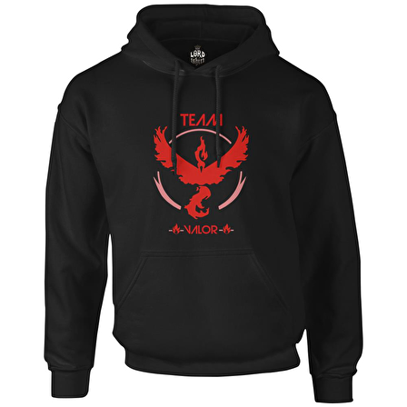 Pokemon Go - Team Valor Siyah Erkek Fermuarsız Kapşonlu