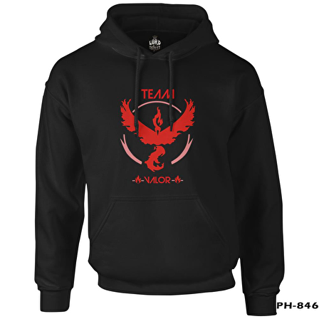 Pokemon Go - Team Valor Siyah Erkek Fermuarsız Kapşonlu