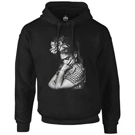 Frida Kahlo Siyah Erkek Fermuarsız Kapşonlu