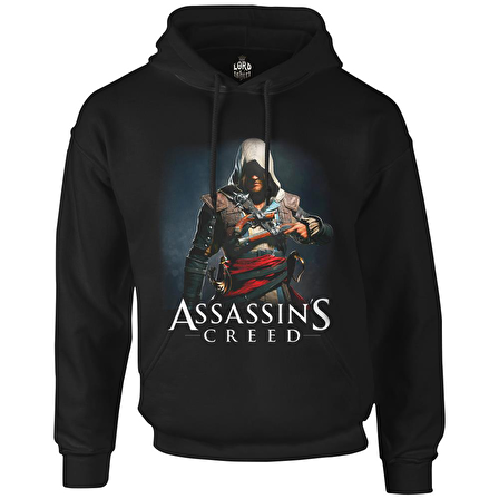 Assassin's Creed Siyah Erkek Fermuarsız Kapşonlu