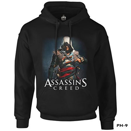 Assassin's Creed Siyah Erkek Fermuarsız Kapşonlu