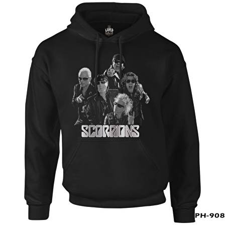 Scorpions - Group Siyah Erkek Fermuarsız Kapşonlu