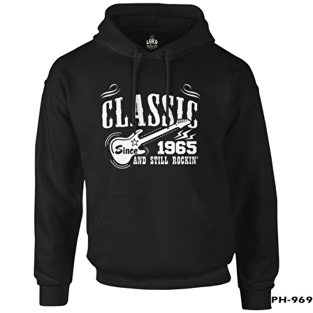 Since 1965 Siyah Erkek Fermuarsız Kapşonlu