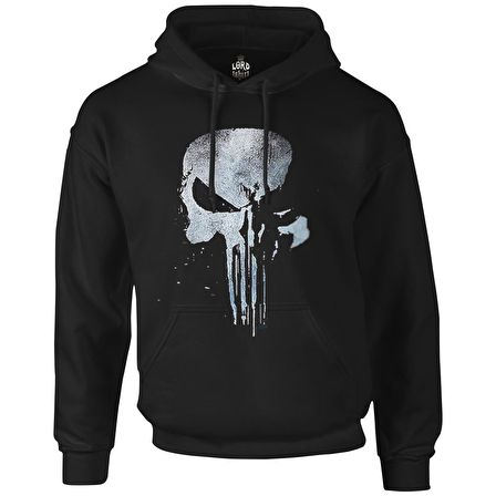 Punisher - Logo 2 Siyah Erkek Fermuarsız Kapşonlu