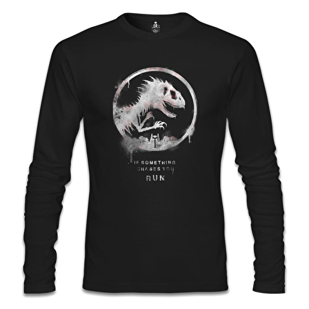 Jurassic Park - Run Siyah Erkek Sweatshirt