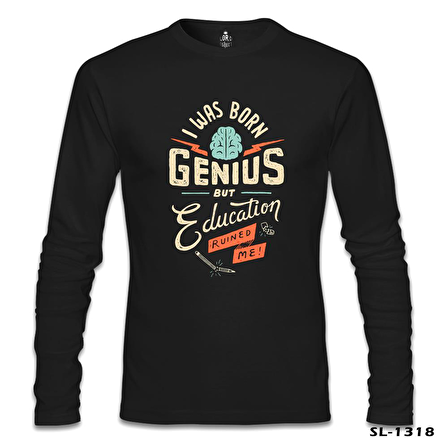 Yazı - Genius Siyah Erkek Sweatshirt