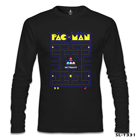 Pac-Man - Get Ready Siyah Erkek Sweatshirt