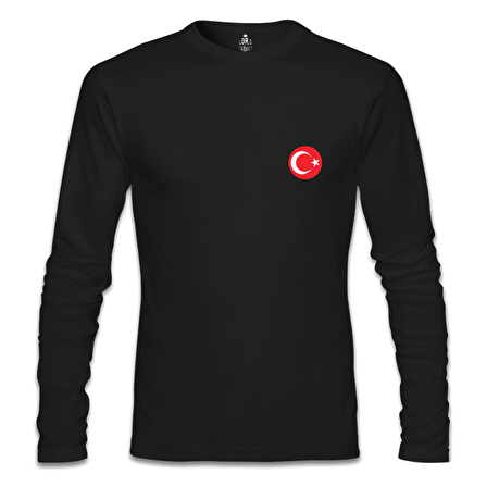Ay Yıldız - Göğüs Logo 2 Siyah Erkek Sweatshirt
