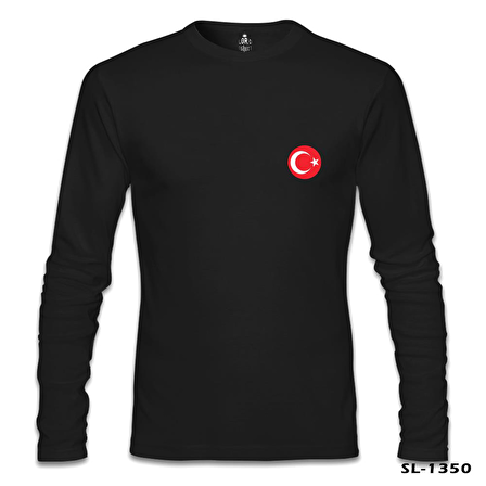 Ay Yıldız - Göğüs Logo 2 Siyah Erkek Sweatshirt