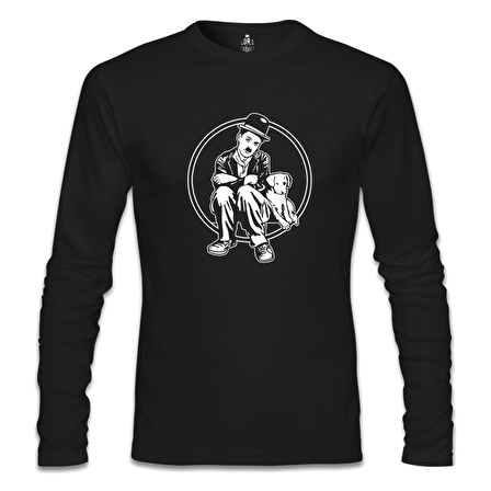 Charlie Chaplin - Köpeğin Hayatı Siyah Erkek Sweatshirt