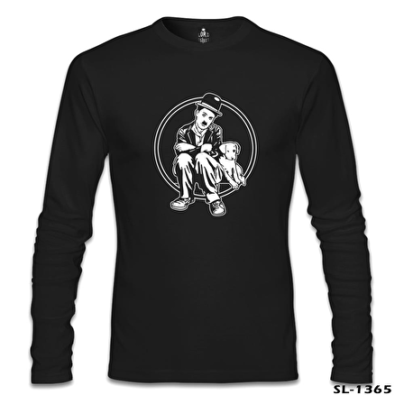 Charlie Chaplin - Köpeğin Hayatı Siyah Erkek Sweatshirt