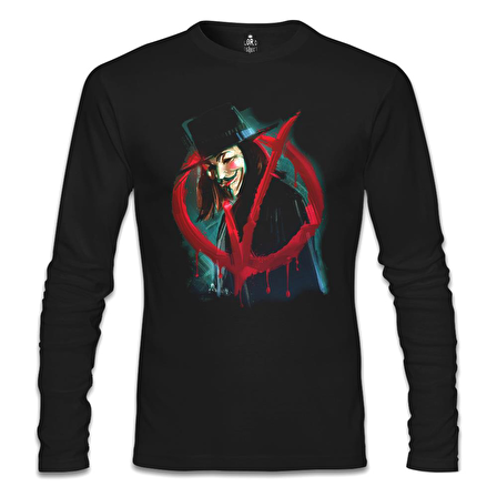 V for Vendetta - Give him a Mask Siyah Erkek Sweatshirt