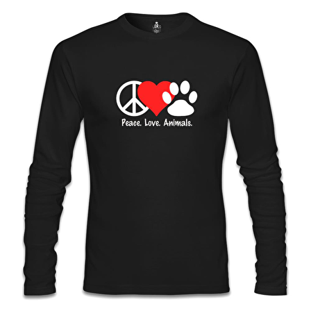 Peace Love Animals Siyah Erkek Sweatshirt