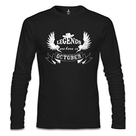 Legends Born in October - Hat Siyah Erkek Sweatshirt