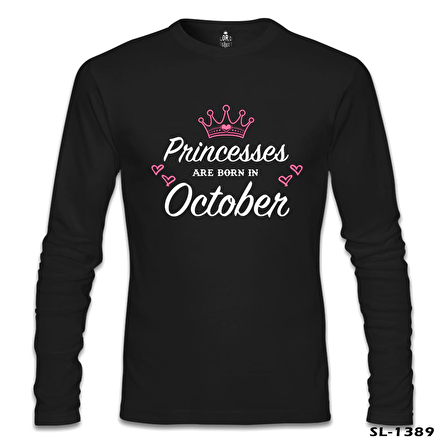 Princess Born in October - Heart Siyah Erkek Sweatshirt