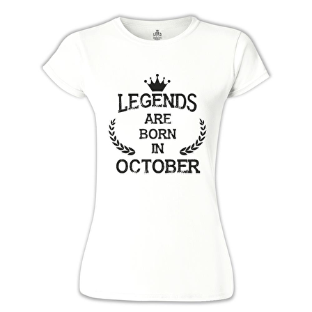 Legends Born in October - Vintage Beyaz Bayan Tshirt