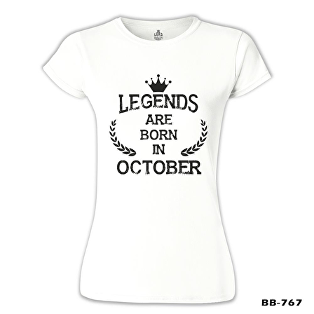 Legends Born in October - Vintage Beyaz Bayan Tshirt