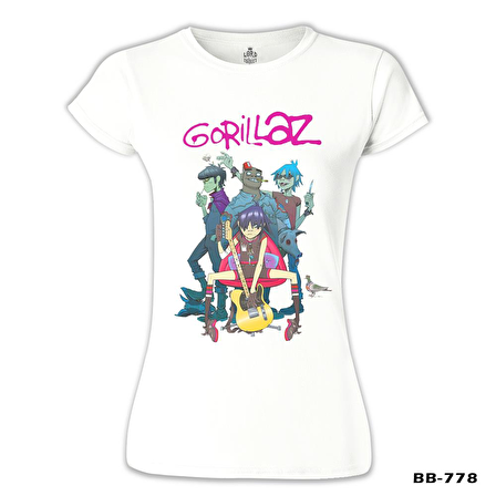 Gorillaz - Band Beyaz Bayan Tshirt