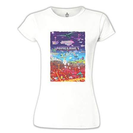 Minecraft - World Beyaz Bayan Tshirt