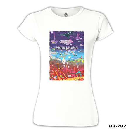 Minecraft - World Beyaz Bayan Tshirt