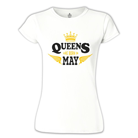Burç - Queens Born in May Beyaz Bayan Tshirt