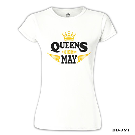 Burç - Queens Born in May Beyaz Bayan Tshirt