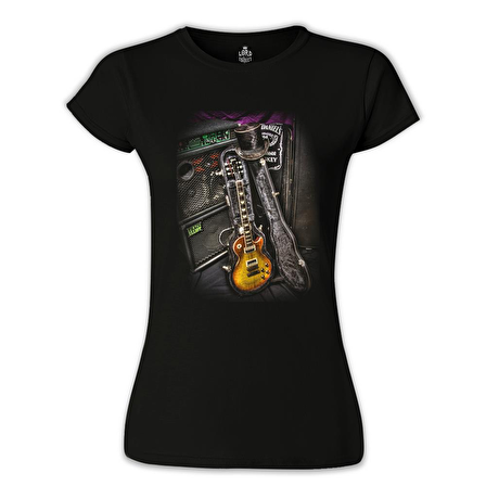 Müzik - Gitar Siyah Bayan Tshirt