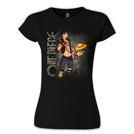 One Piece - Luffy Siyah Bayan Tshirt