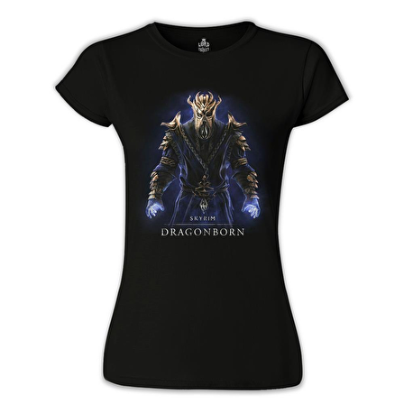 Skyrim - Dragonborn Siyah Bayan Tshirt