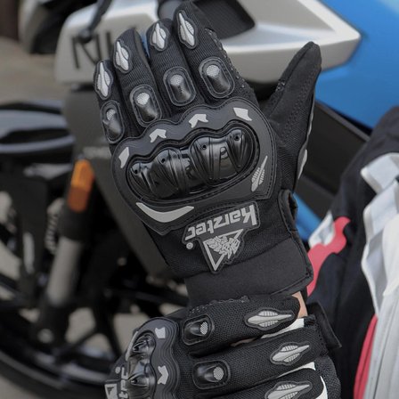 Motosiklet Eldiveni Siyah - Profesyonel yüksek korumalı dokunmatik özellikli motorcu eldiveni