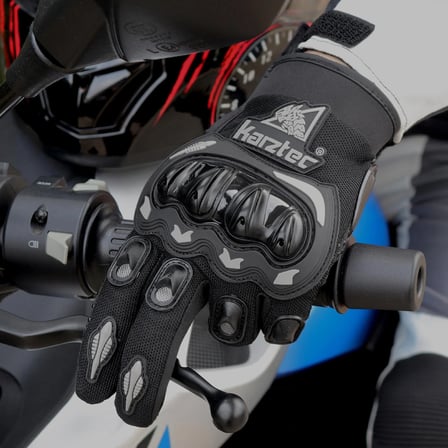 Motosiklet Eldiveni Siyah - Profesyonel yüksek korumalı dokunmatik özellikli motorcu eldiveni