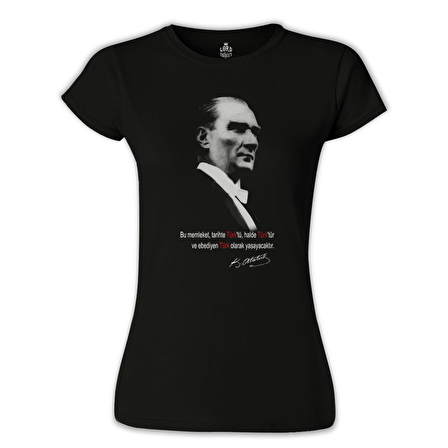 Atatürk - Ebediyen Türk Siyah Bayan Tshirt