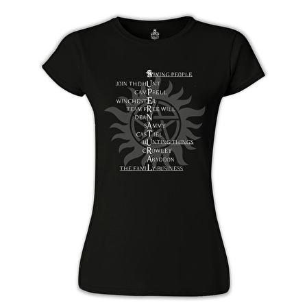 Supernatural - Saving People Siyah Bayan Tshirt