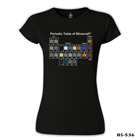 Minecraft - Periodic Table Siyah Kadın Tshirt