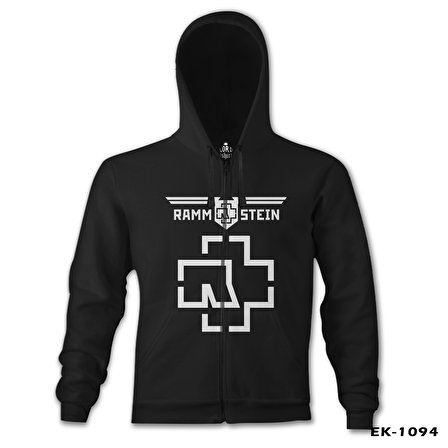 Rammstein - Logo Siyah Erkek Kapşonlu