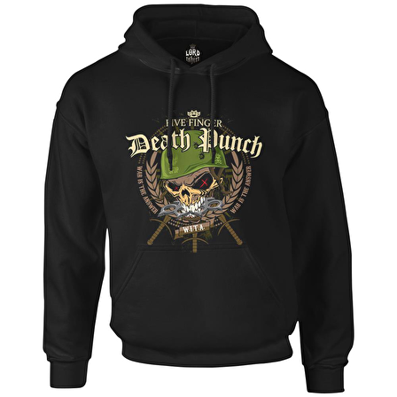 Five Finger Death Punch Poster - Warhead Siyah Erkek Fermuarsız Kapşonlu