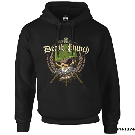 Five Finger Death Punch Poster - Warhead Siyah Erkek Fermuarsız Kapşonlu