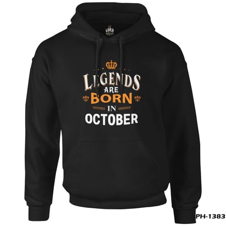 Legends Born in October - King Siyah Erkek Fermuarsız Kapşonlu