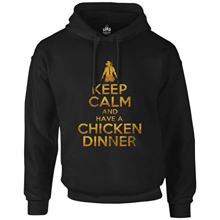 PUBG - Keep Calm Siyah Erkek Fermuarsız Kapşonlu