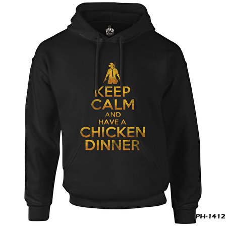 PUBG - Keep Calm Siyah Erkek Fermuarsız Kapşonlu