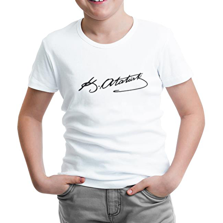 Atatürk İmza Beyaz Çocuk Tshirt