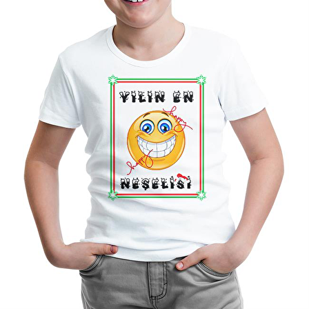 Yılın En Neşelisi Beyaz Çocuk Tshirt