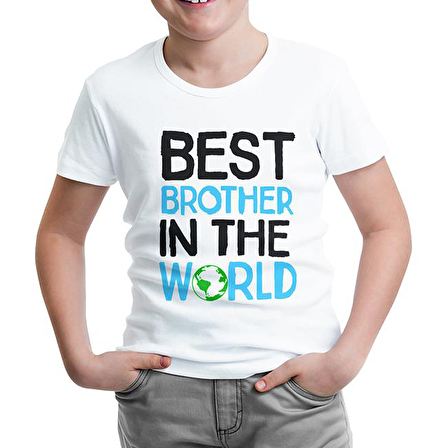 Yazı - Best Brother in the World Beyaz Çocuk Tshirt