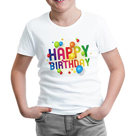 Happy Birthday Beyaz Çocuk Tshirt