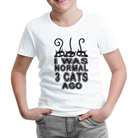 Normal 3 Cats Ago Beyaz Çocuk Tshirt