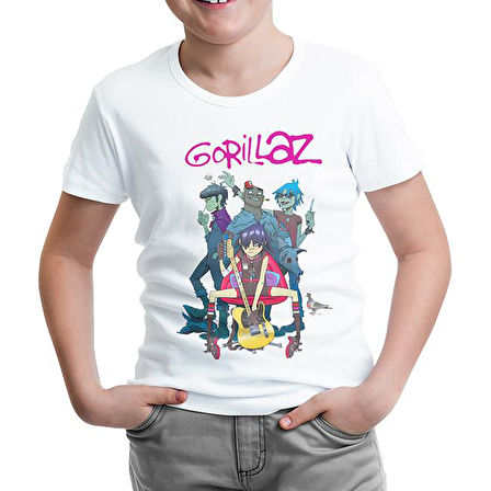 Gorillaz - Band Beyaz Çocuk Tshirt
