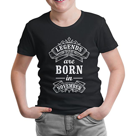 Burç - Born in November Legends Siyah Çocuk Tshirt